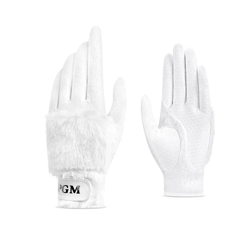 1Pc PGM Golf Gloves Women's 2 Colour Plush and Thick Imitation Rabbit Plush warm Gloves Golf Supplies