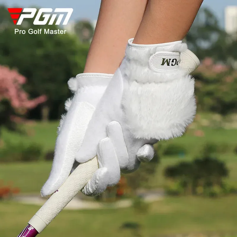 1Pc PGM Golf Gloves Women's 2 Colour Plush and Thick Imitation Rabbit Plush warm Gloves Golf Supplies