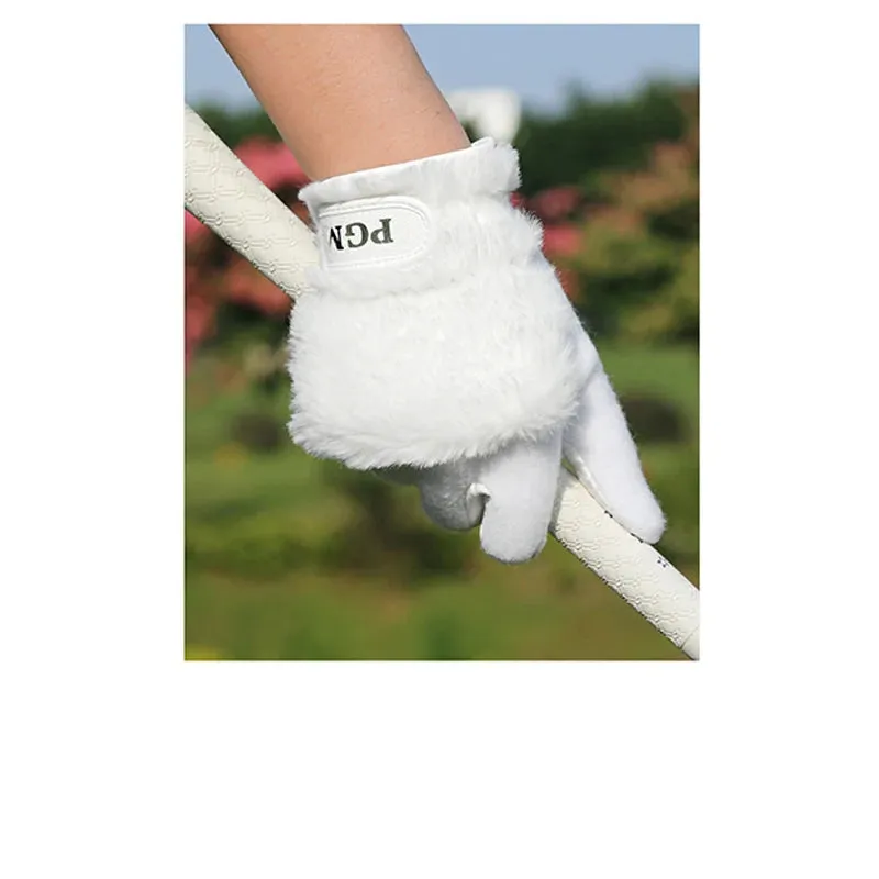1Pc PGM Golf Gloves Women's 2 Colour Plush and Thick Imitation Rabbit Plush warm Gloves Golf Supplies