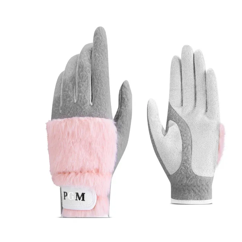 1Pc PGM Golf Gloves Women's 2 Colour Plush and Thick Imitation Rabbit Plush warm Gloves Golf Supplies