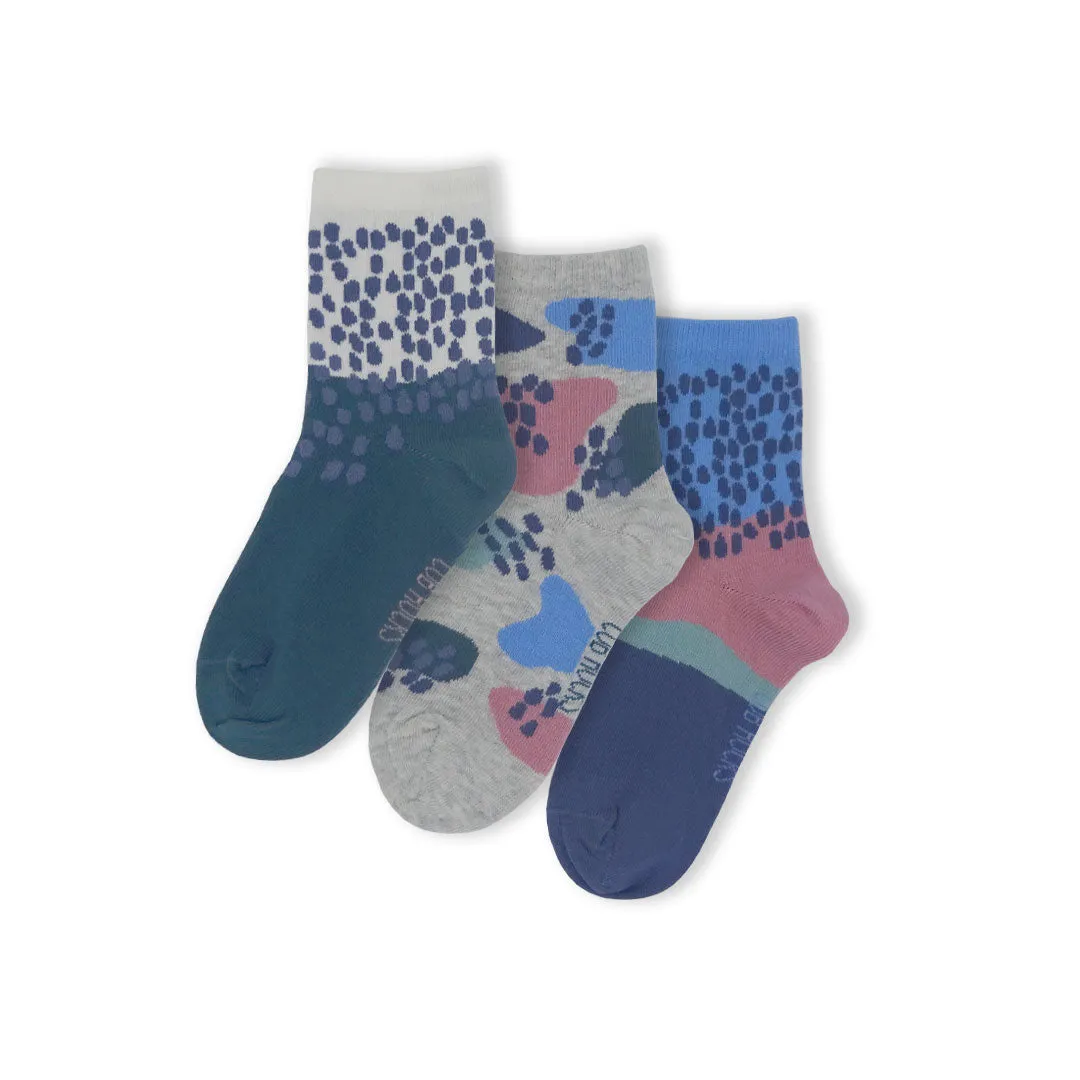 3pk Cotton Abstract Ankle Socks