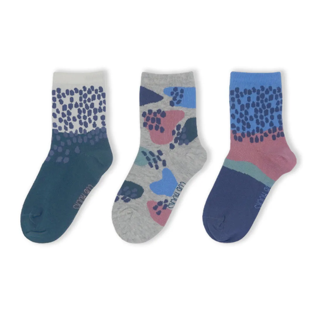 3pk Cotton Abstract Ankle Socks