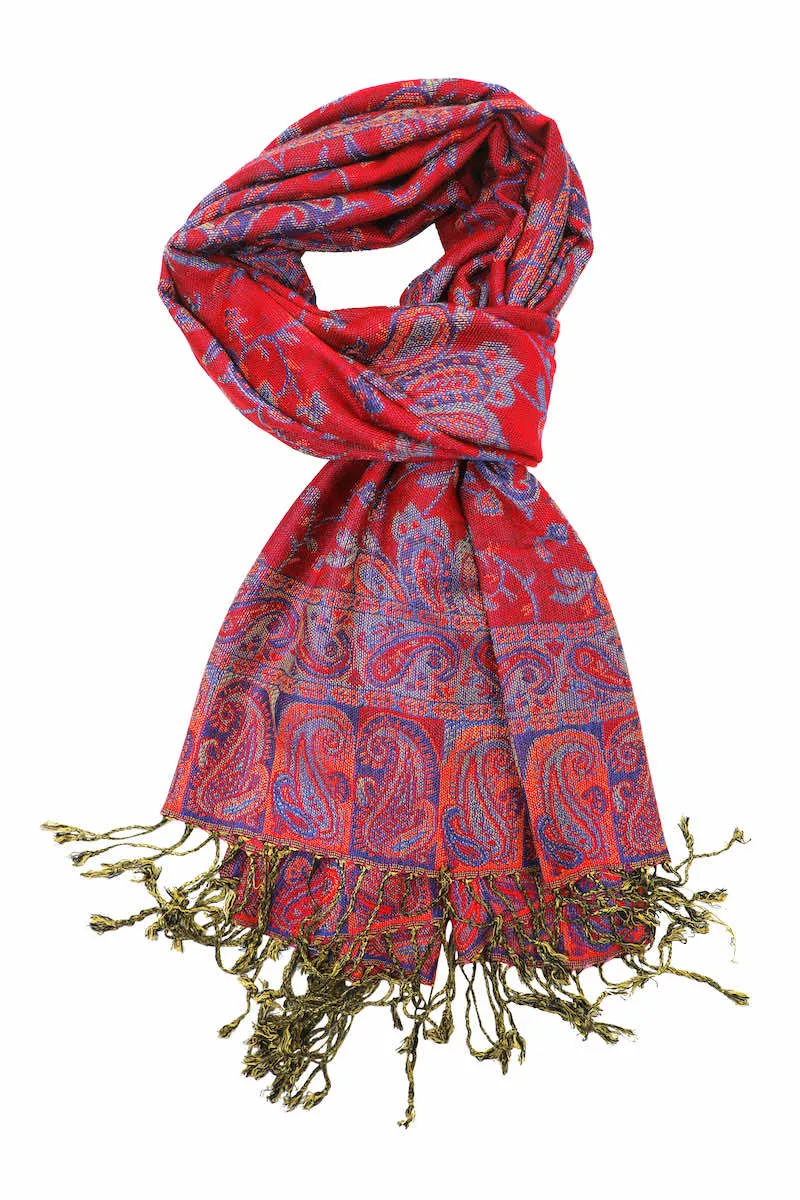 Achillea Soft Silky Reversible Paisley Pashmina Shawl Wrap Scarf