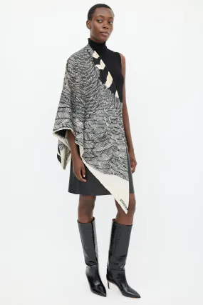 Black & White Cashmere & Silk Zebra Pegasus 140 Shawl