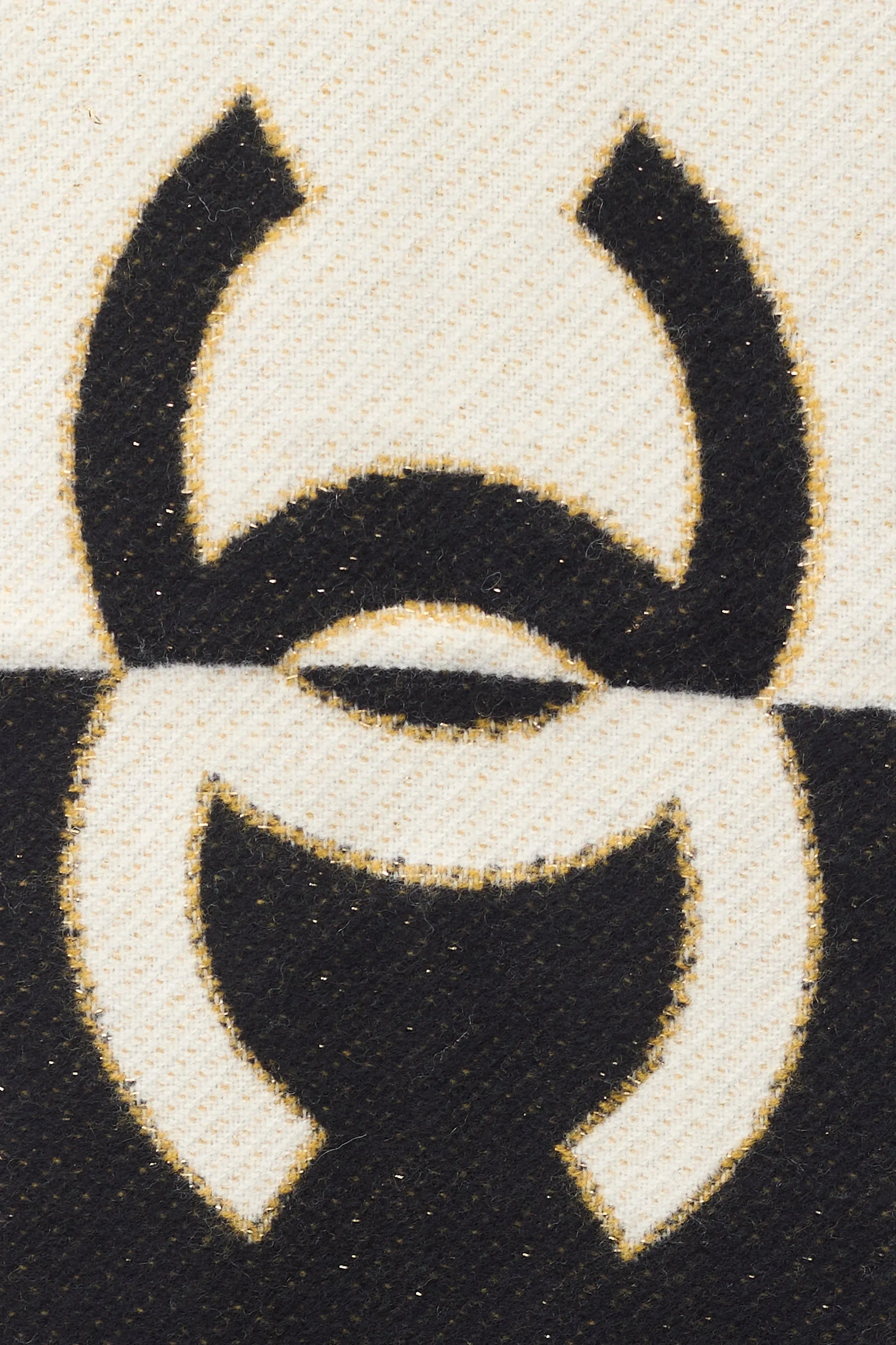 Black & White Cashmere & Wool MCR Camellia Scarf