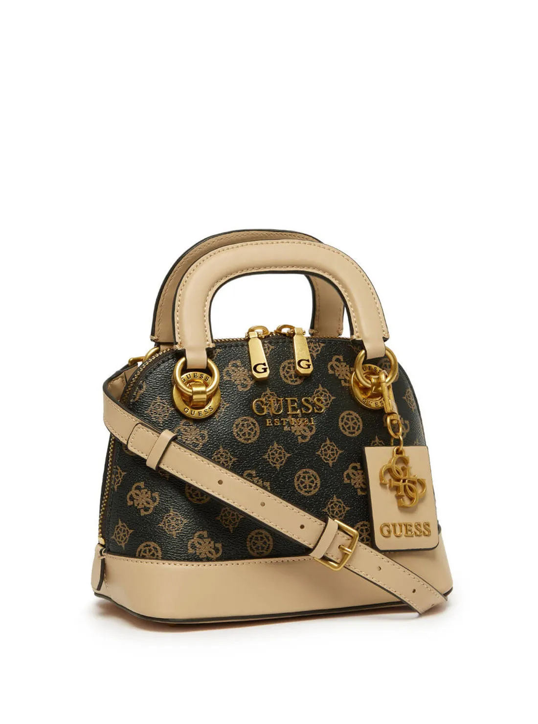 Brown Multi Logo Cathleen Small Dome Satchel