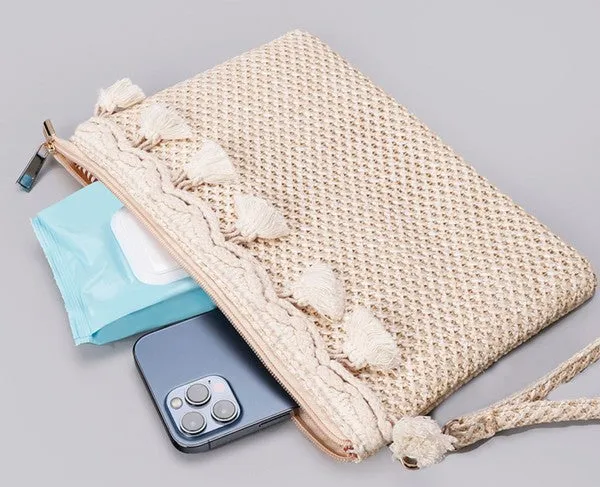 Chic Boho Elegant Crochet Tassel Clutch