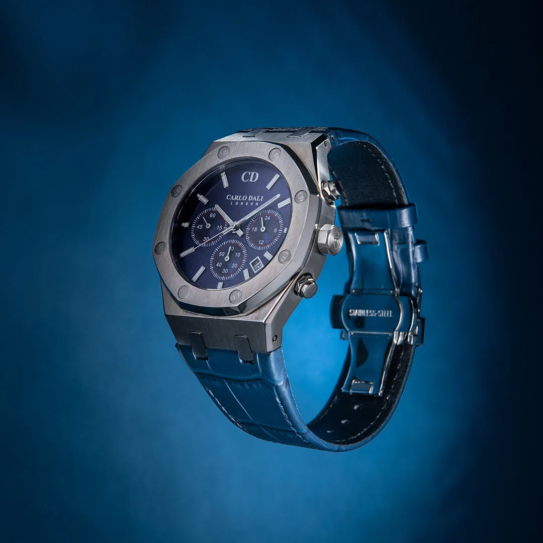 Chronograph Leather Blue watch