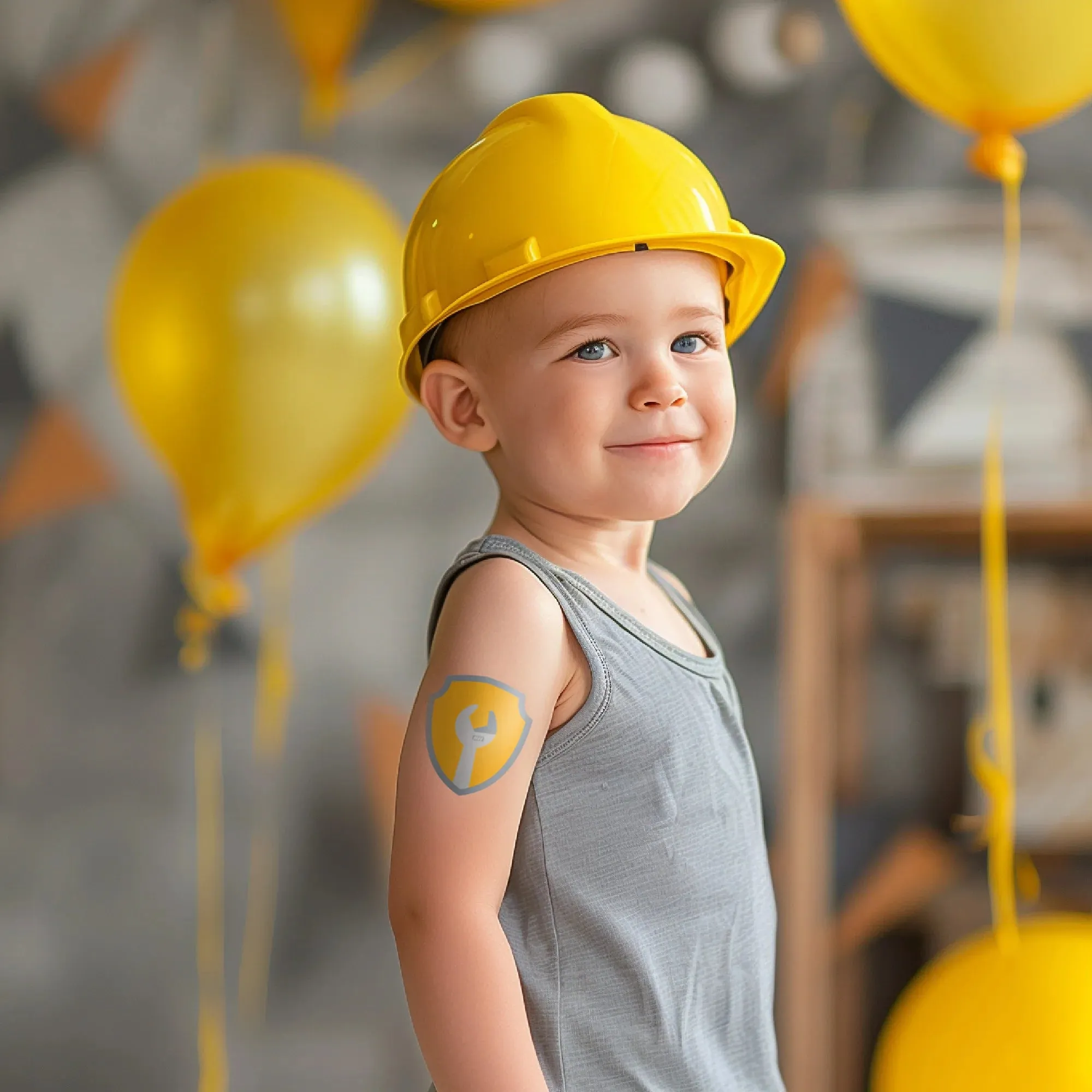 Ducky Street Construction Badge Temporary Tattoos
