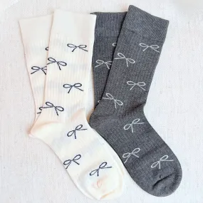 Elegant Chic Bow Design Comfy Socks Set Of 2