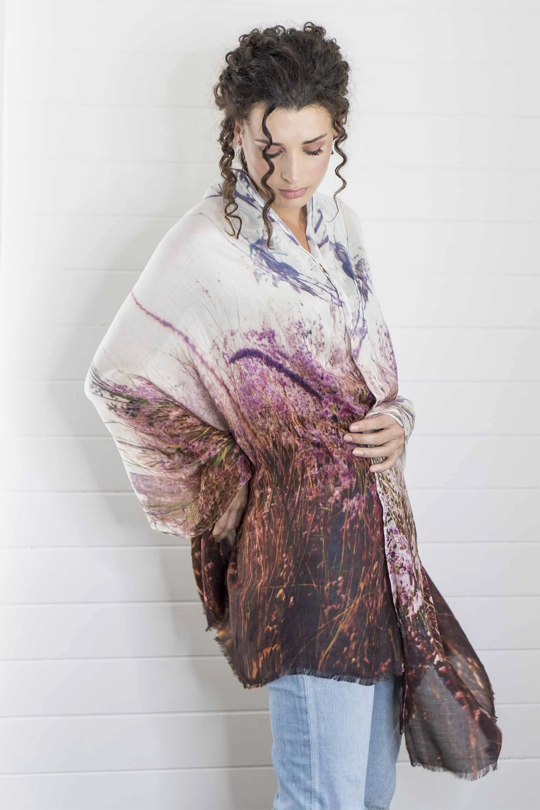 FLOWERING GRASSES  CASHMERE & MODAL SCARF