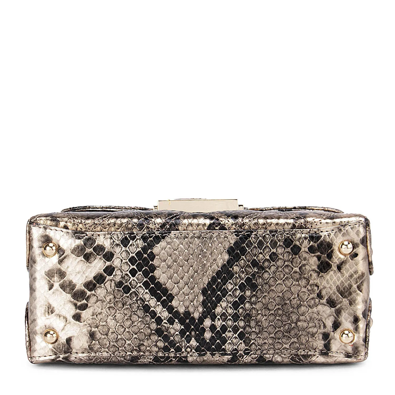 Gold & Black Snake Textured Satchel Bag