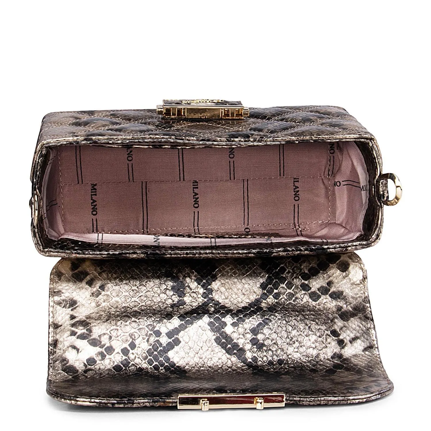 Gold & Black Snake Textured Satchel Bag
