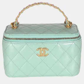 Green Quilted Lambskin Pick Me Up Vanity Case