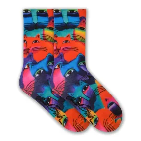 Laurel Burch All Over Colorful Cats Socks (Women's)