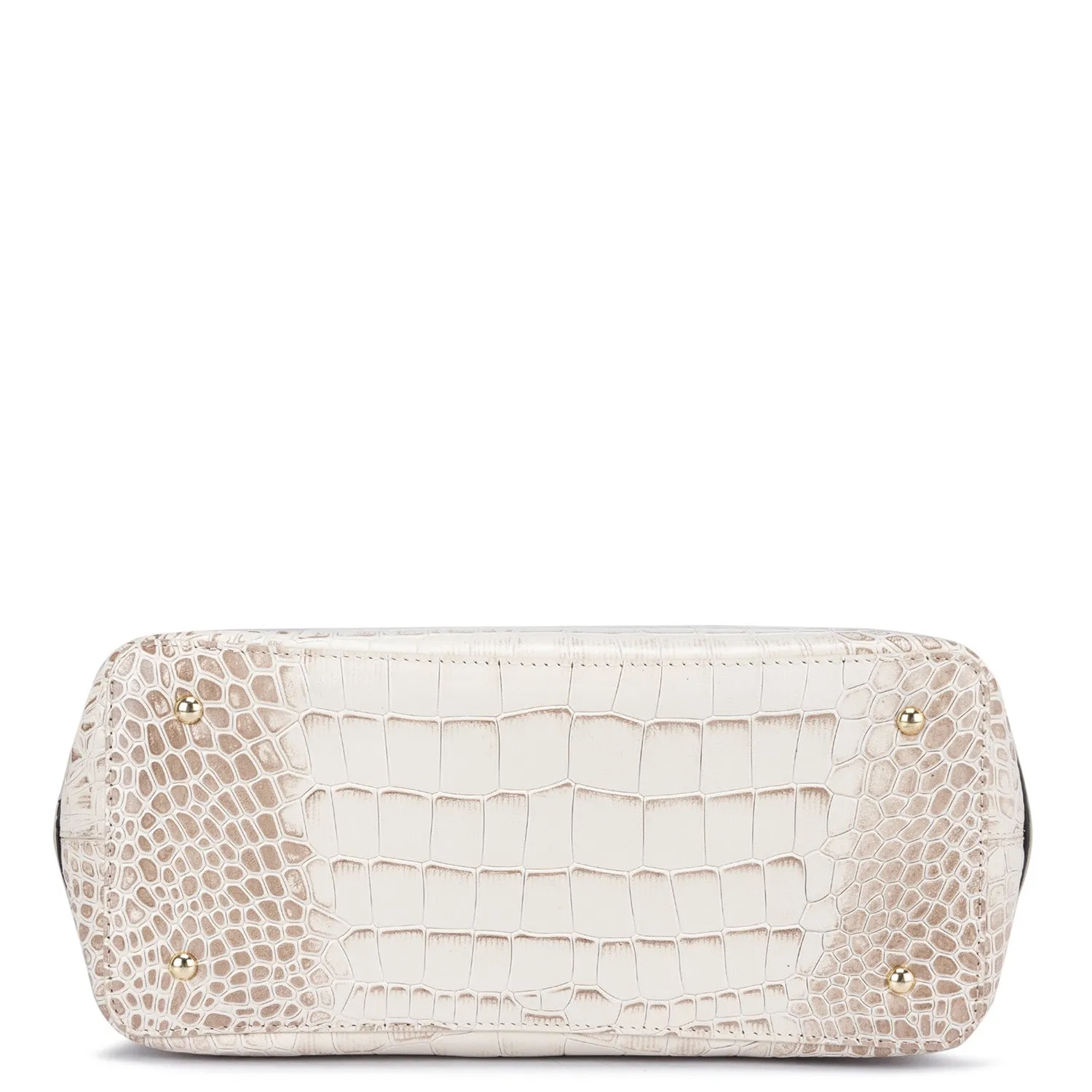 Medium Croco Leather Satchel - Cream