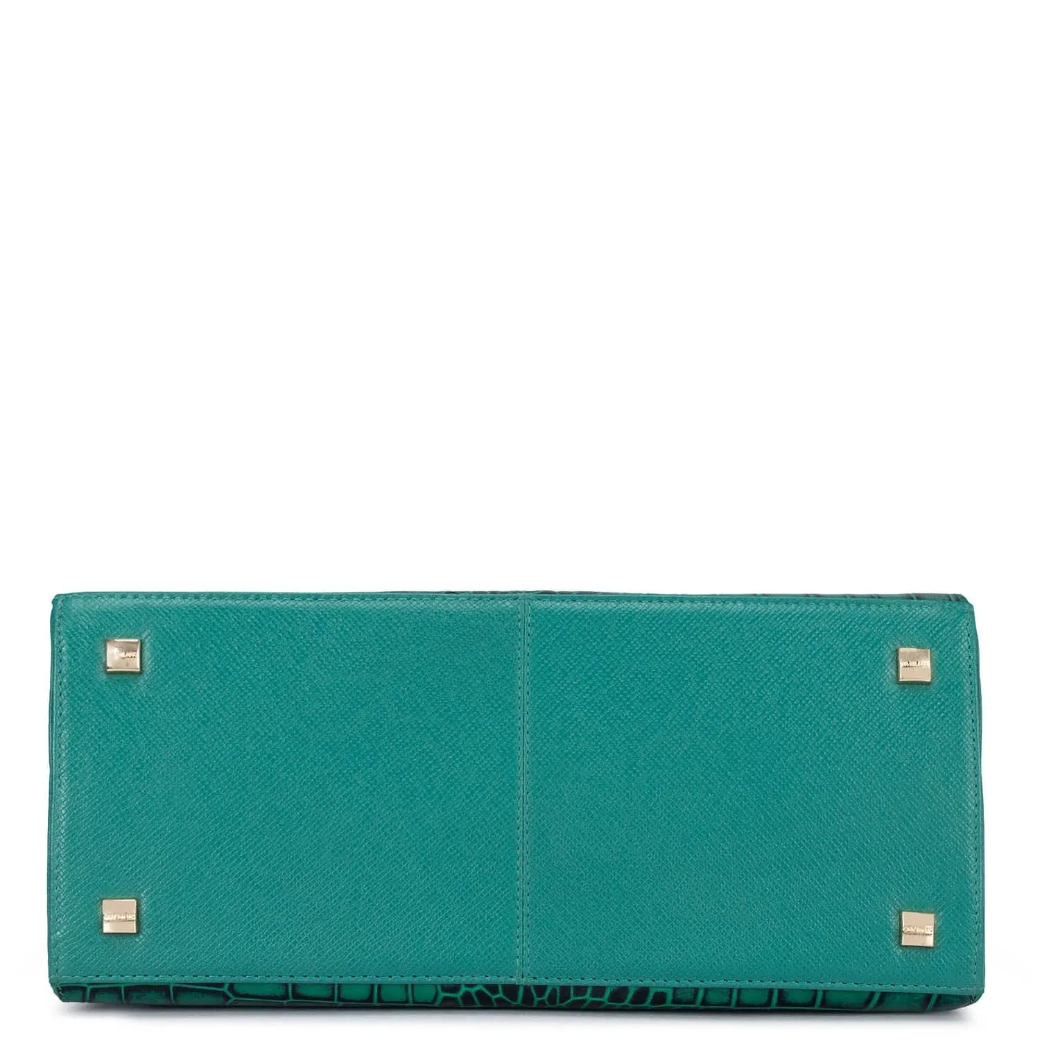 Medium Croco Leather Satchel - Green