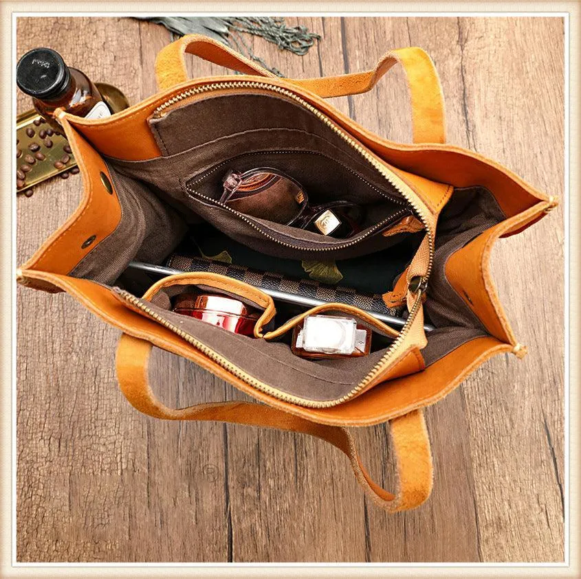 NATURAL Italy Cowhide Leather Handbag, Tote, Leather Shoulder Bag, Leather Bag, by Alexel Crafts Australia