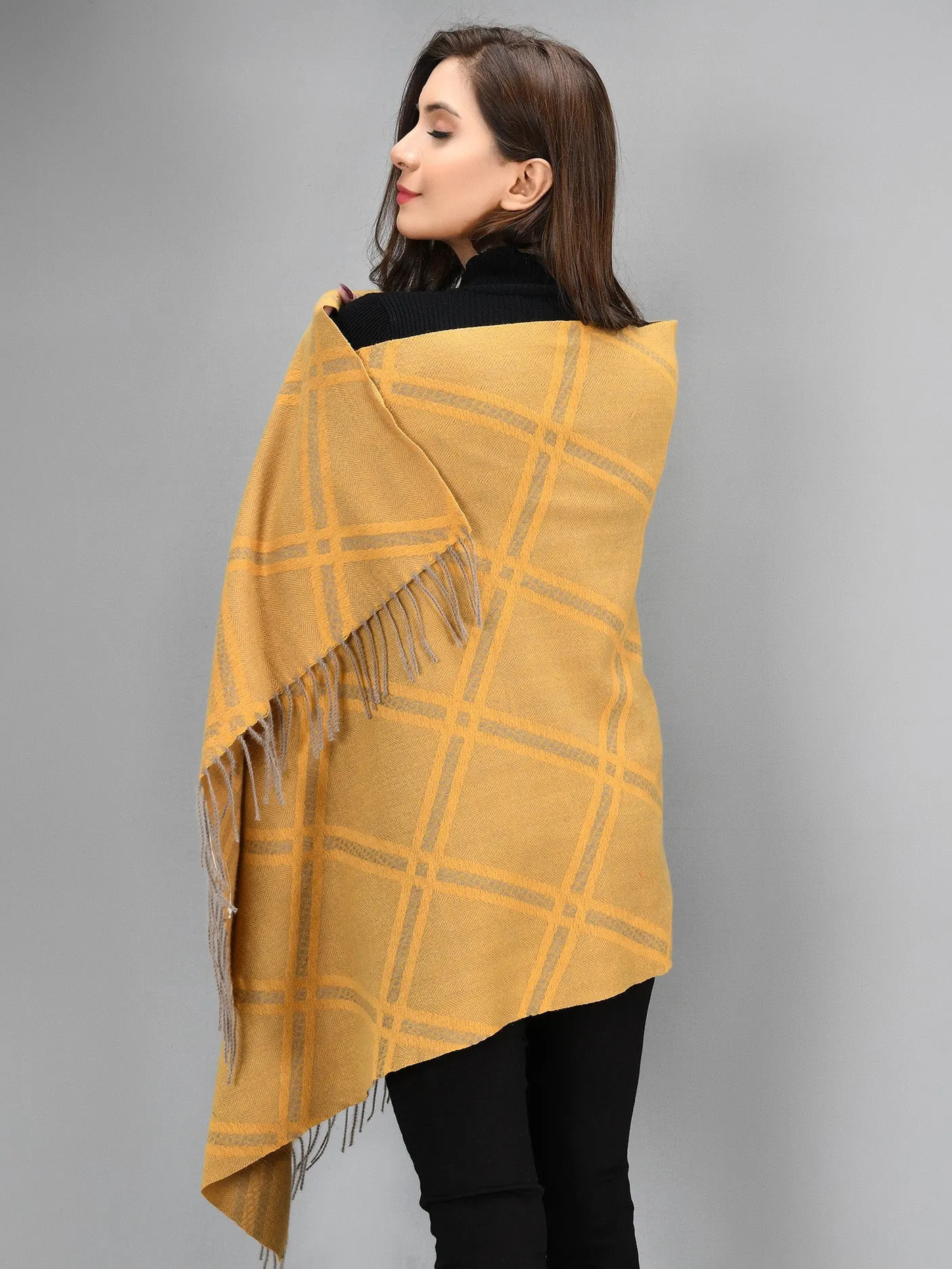 Patterned Shawl - Mustard