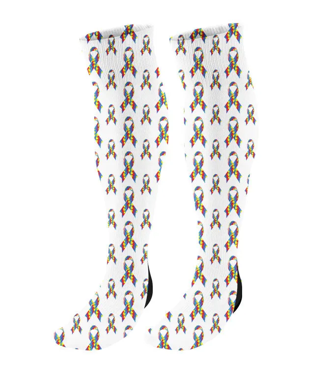 Personalized Awareness Ribbon Knee High Socks - All Colors Available