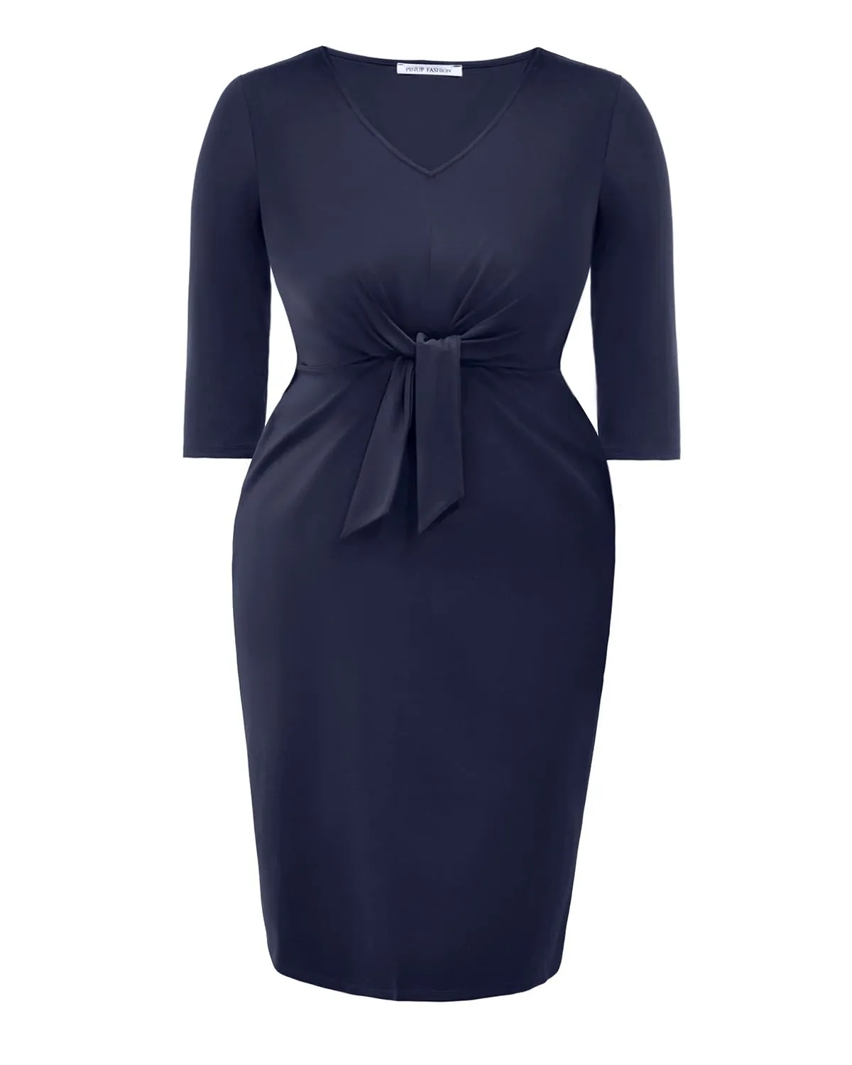 Plus Size Dresses for Wedding Guest Navy Blue Women Church Cocktail Midi Work Semi Formal Business Elegant Knee Dress