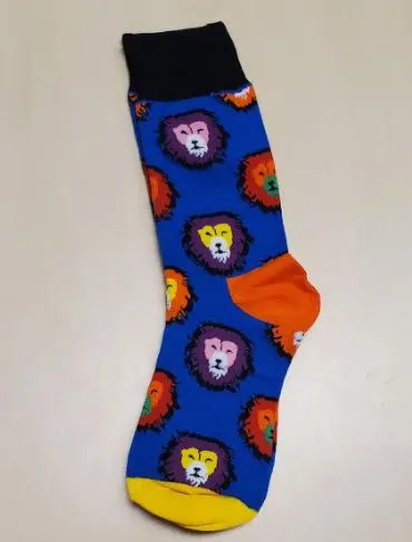 SF1119 Royal Blue Colorful Lion Socks