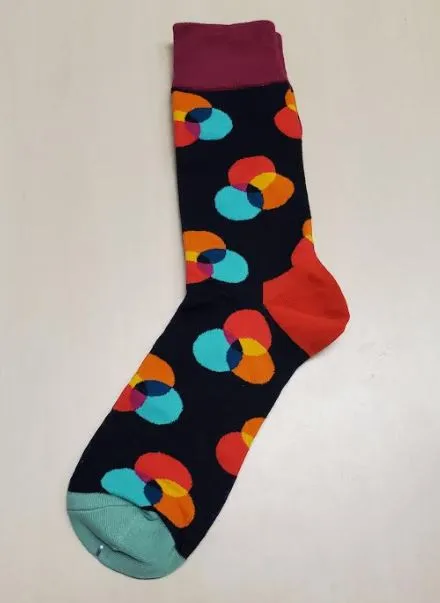 SF1133 Black Colorful Circles Socks