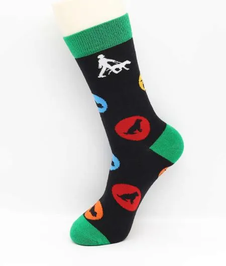 SF268 Black Colorful Puppy Dog Socks