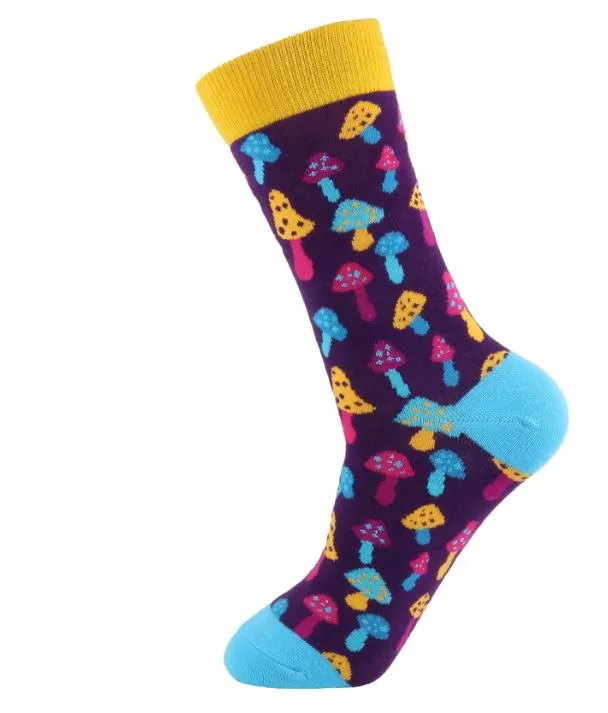 SF690 Purple Colorful Mushroom Socks