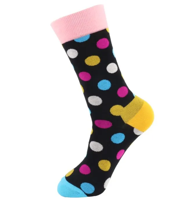 SF691 Black Colorful Polka Dots Socks