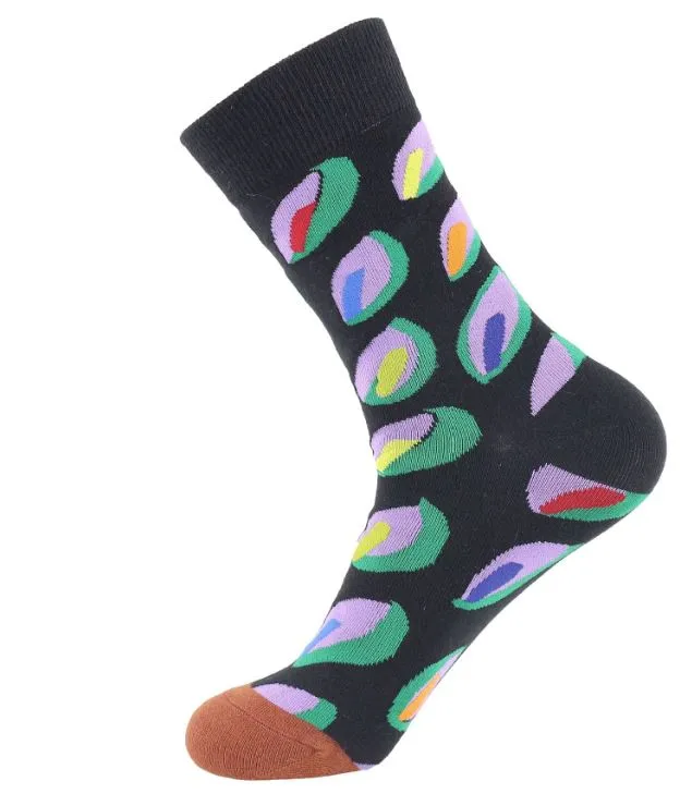 SF908 Black Colorful Petals Socks