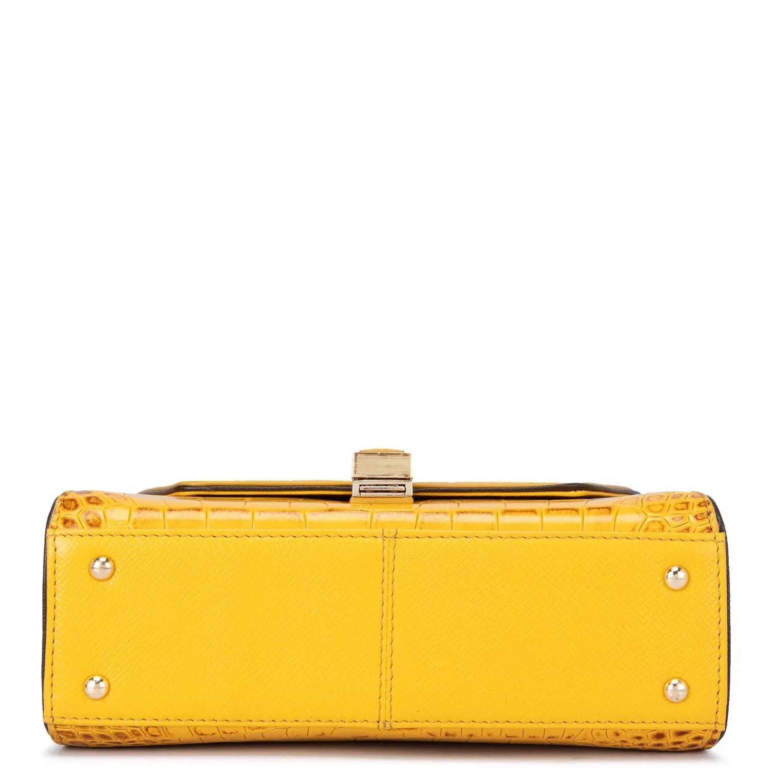 Small Croco Leather Satchel - Honey