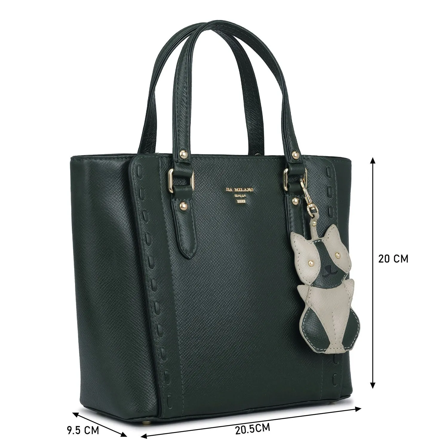 Small Franzy Leather Satchel - Petrol Green