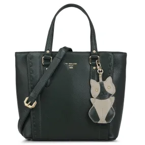Small Franzy Leather Satchel - Petrol Green