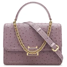 Small Ostrich Leather Satchel - Lavender