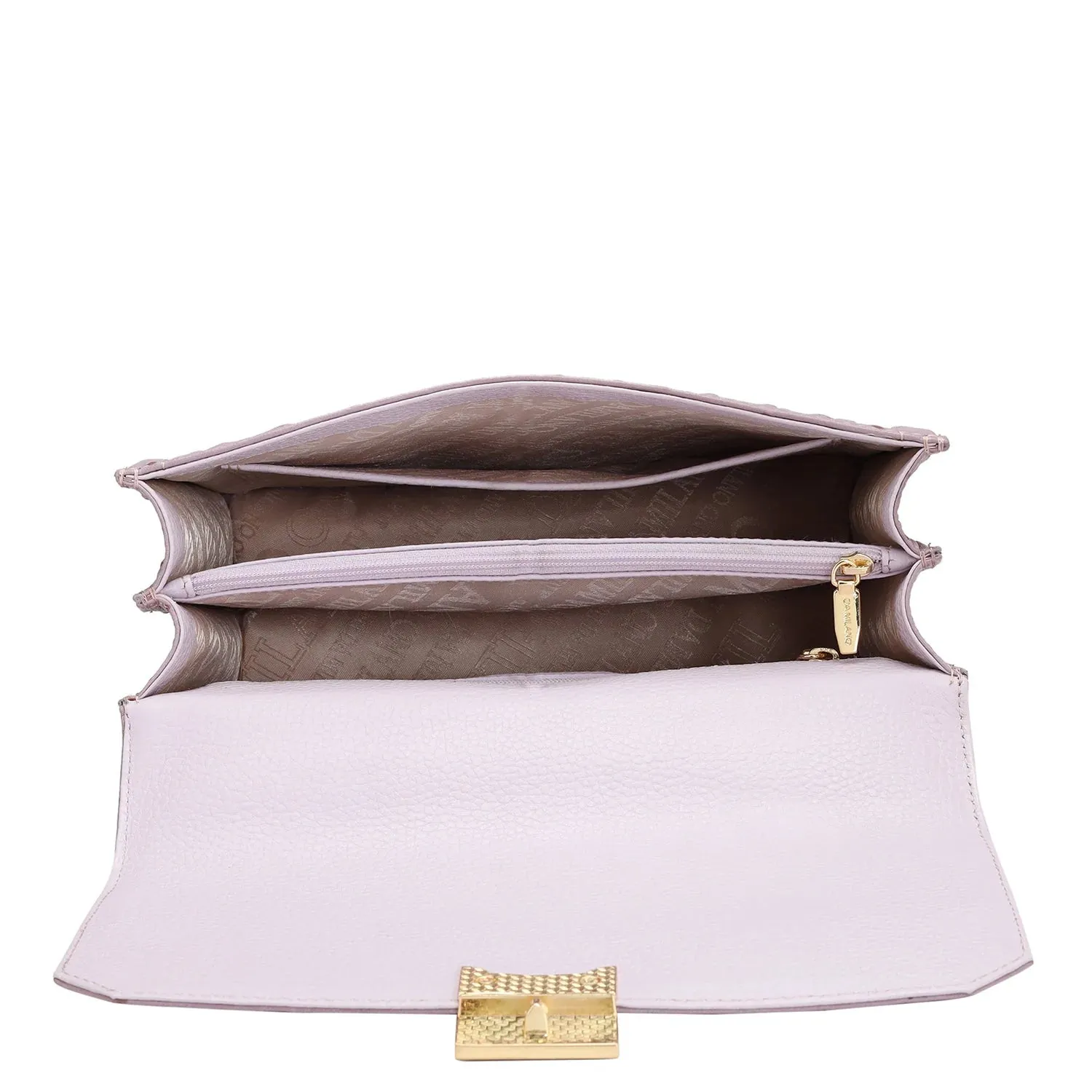 Small Ostrich Leather Satchel - Lavender