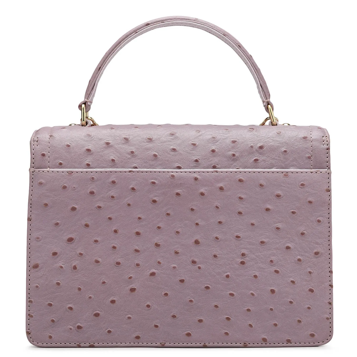 Small Ostrich Leather Satchel - Lavender