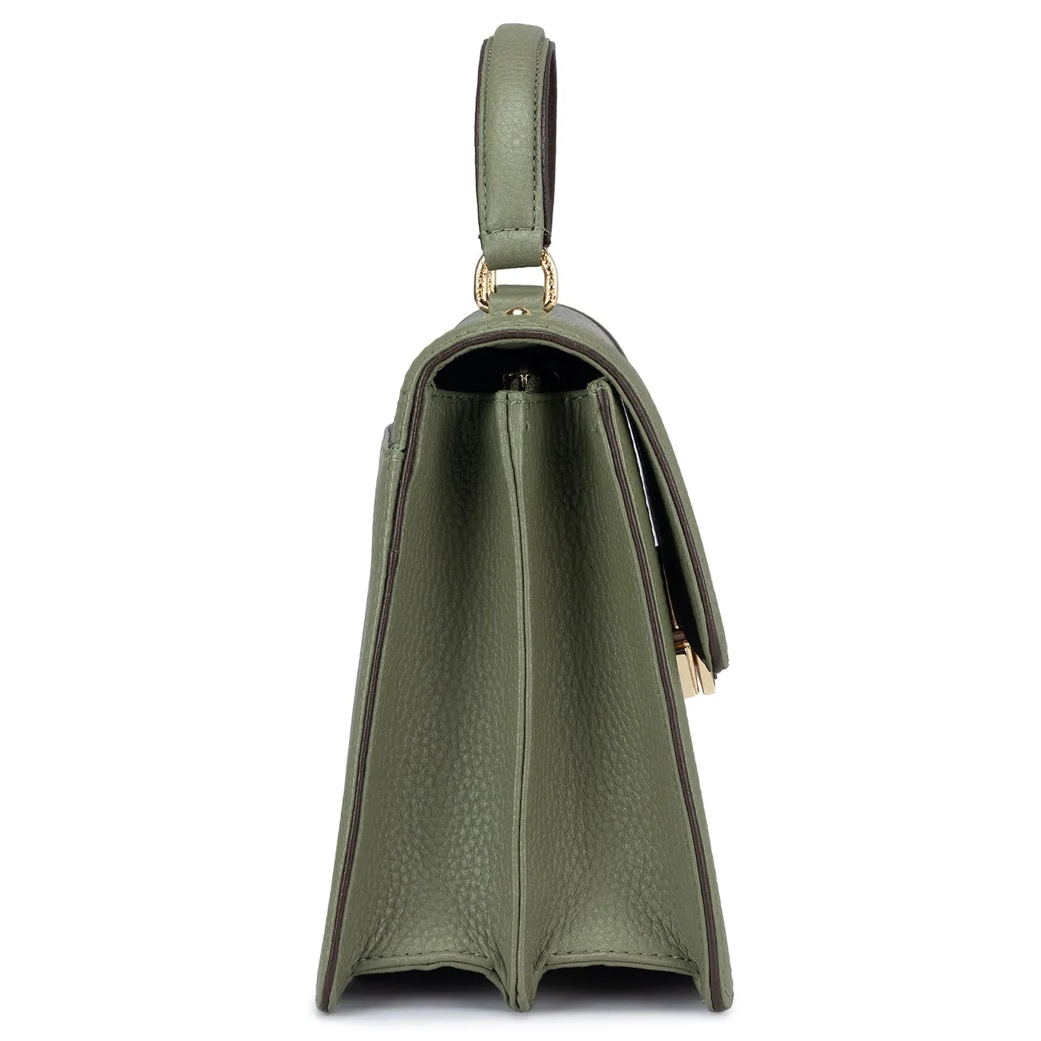 Small Wax Leather Satchel - Matcha Green
