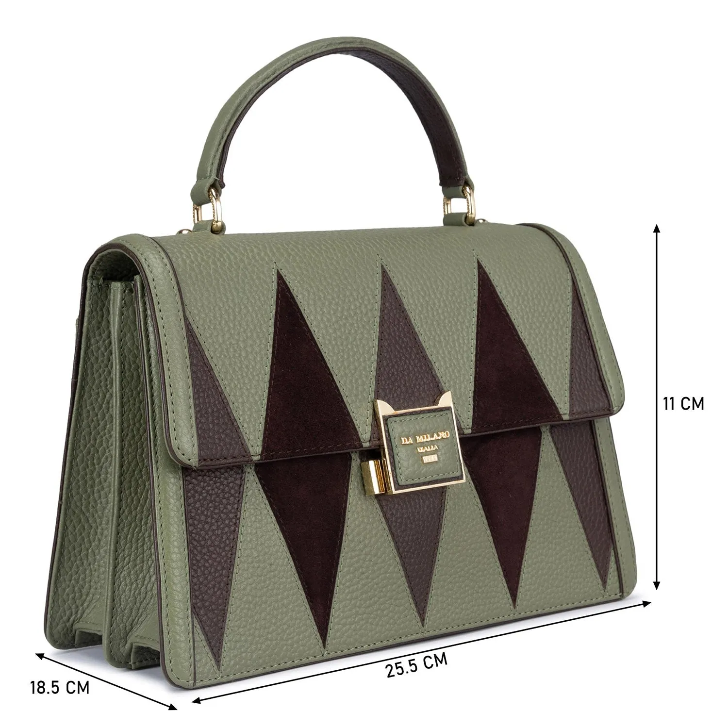 Small Wax Leather Satchel - Matcha Green