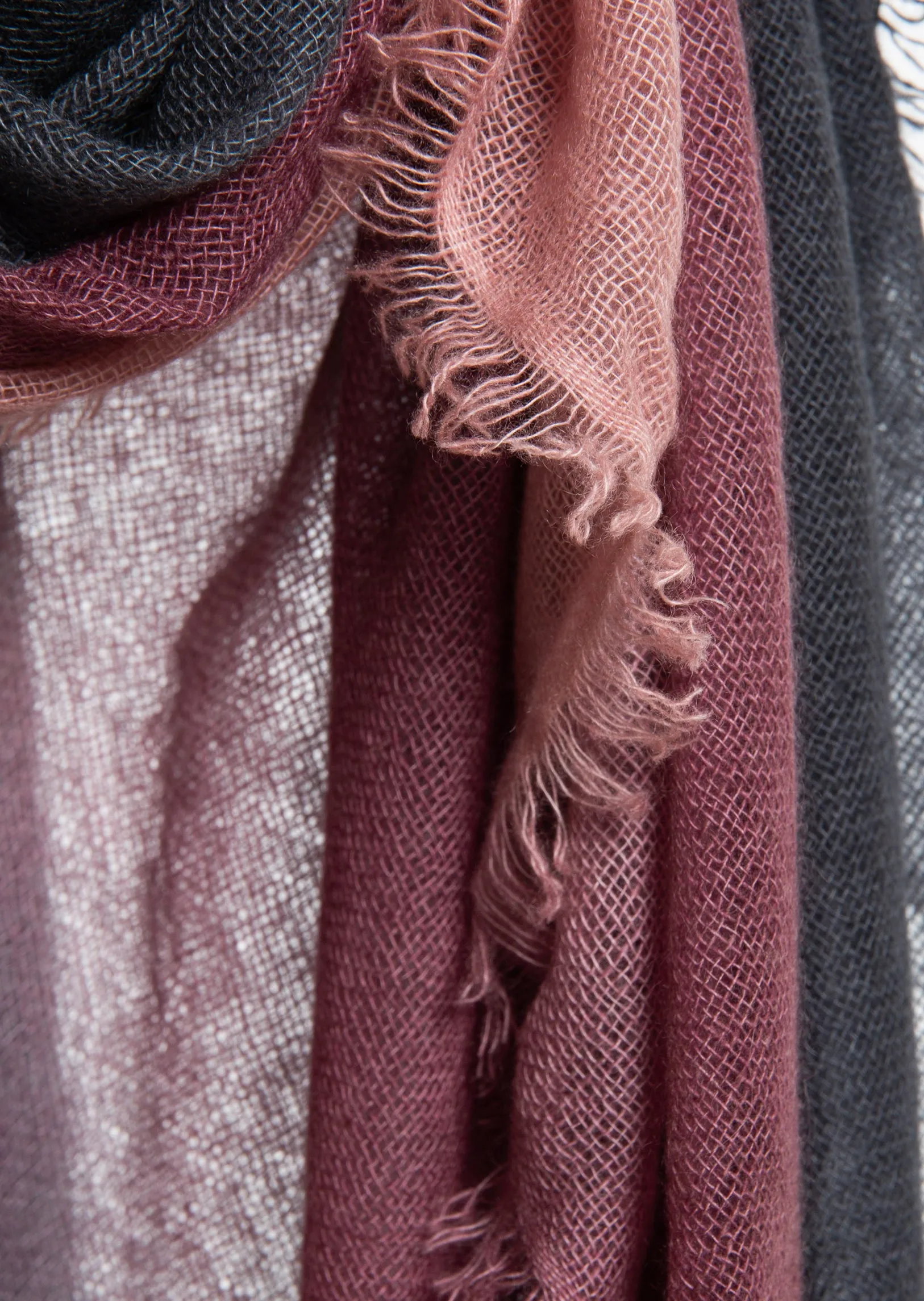 SOHO DEGRADEE SHAWL ( BABY CASHMERE ) - Vortex & Burgundy & Iris