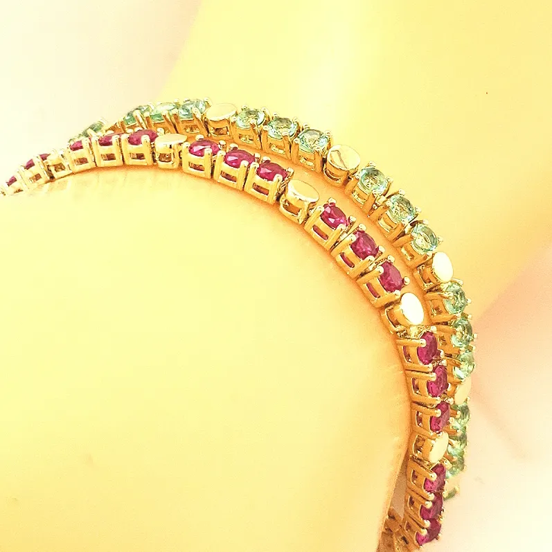 Sterling Silver Gold Plated Colored Stone Bracelet
