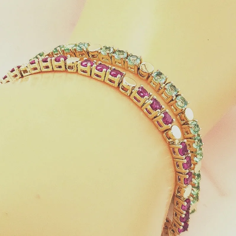 Sterling Silver Gold Plated Colored Stone Bracelet