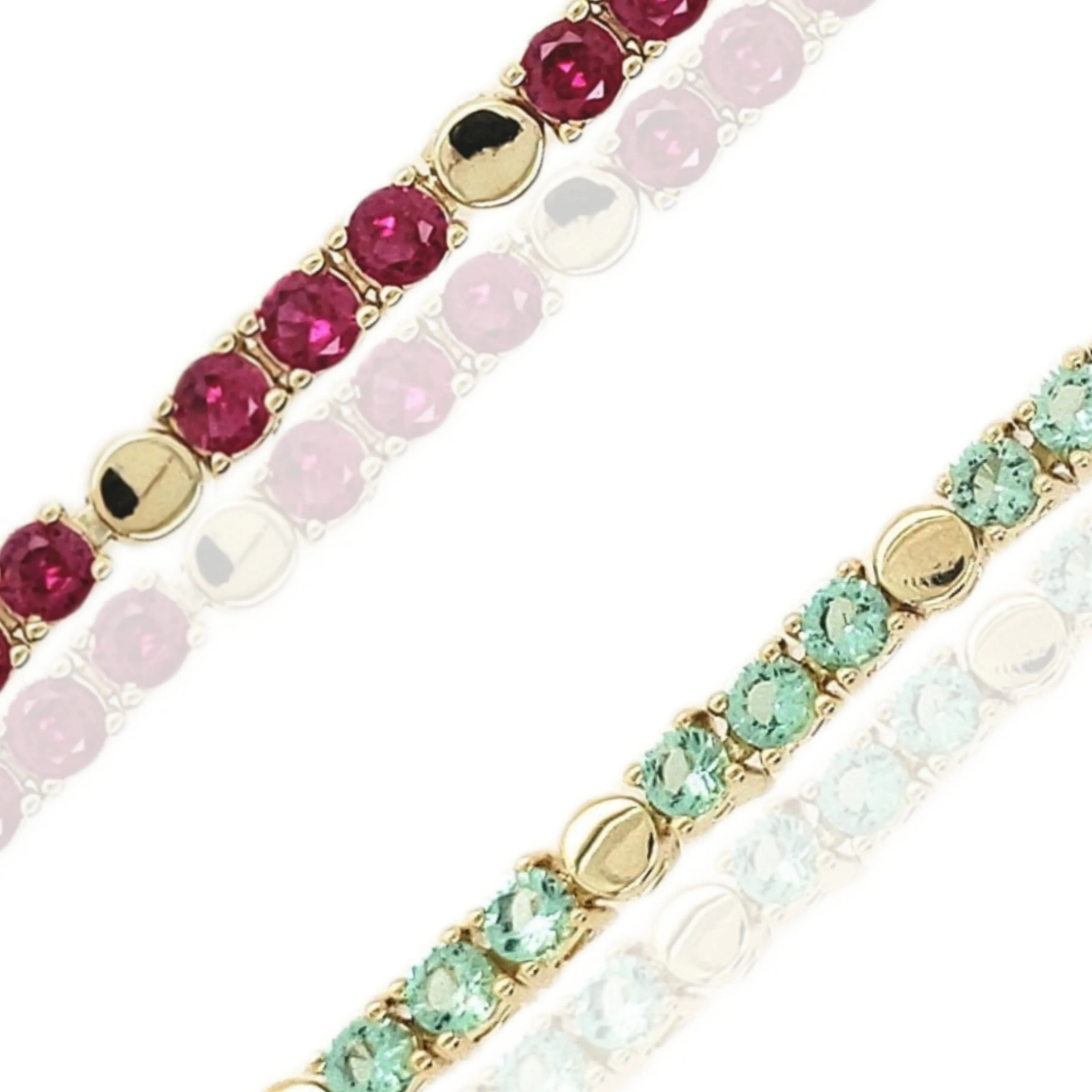 Sterling Silver Gold Plated Colored Stone Bracelet