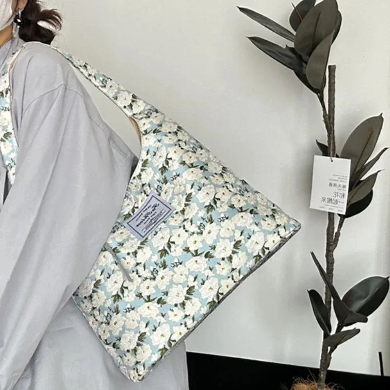UAKISS  -  Bags for Women Korean Ins Elegant Fashion Harajuku Y2k Aesthetic Underarm Bag Vintage Flower Print Office Lady Shoulder Handbags
