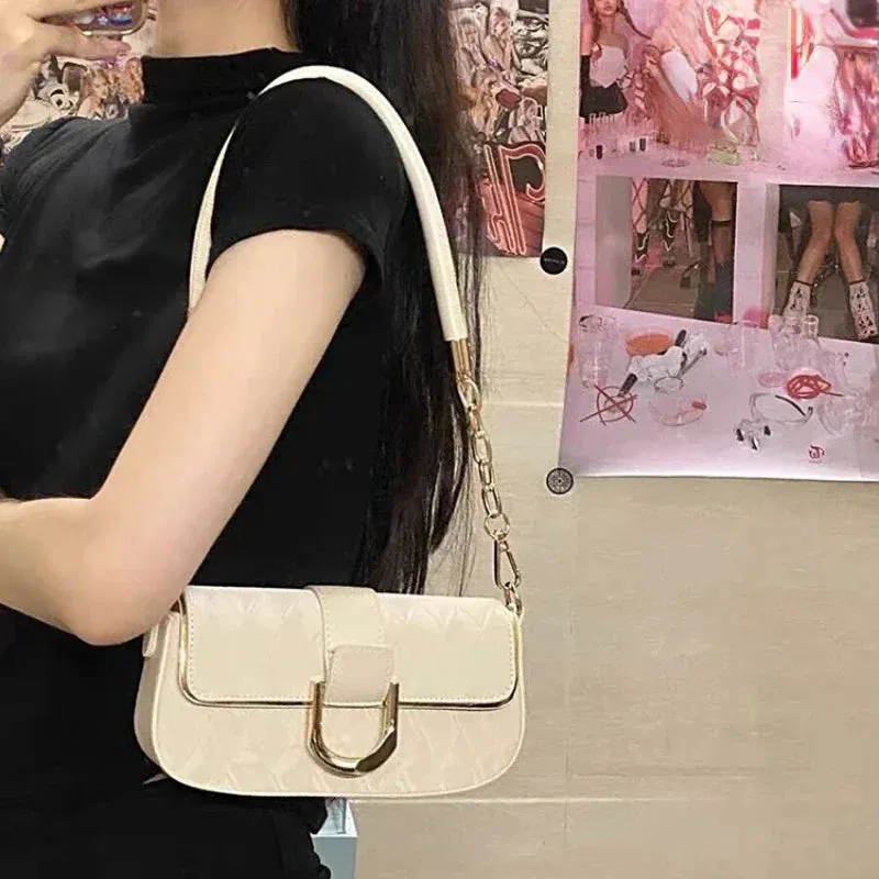 UAKISS  - Fashion Chic Y2k Aesthetic Shoulder Bags Luxury Design All Match Office Lady Underarm Bag Elegant Women Sweet Handbags Crossbody