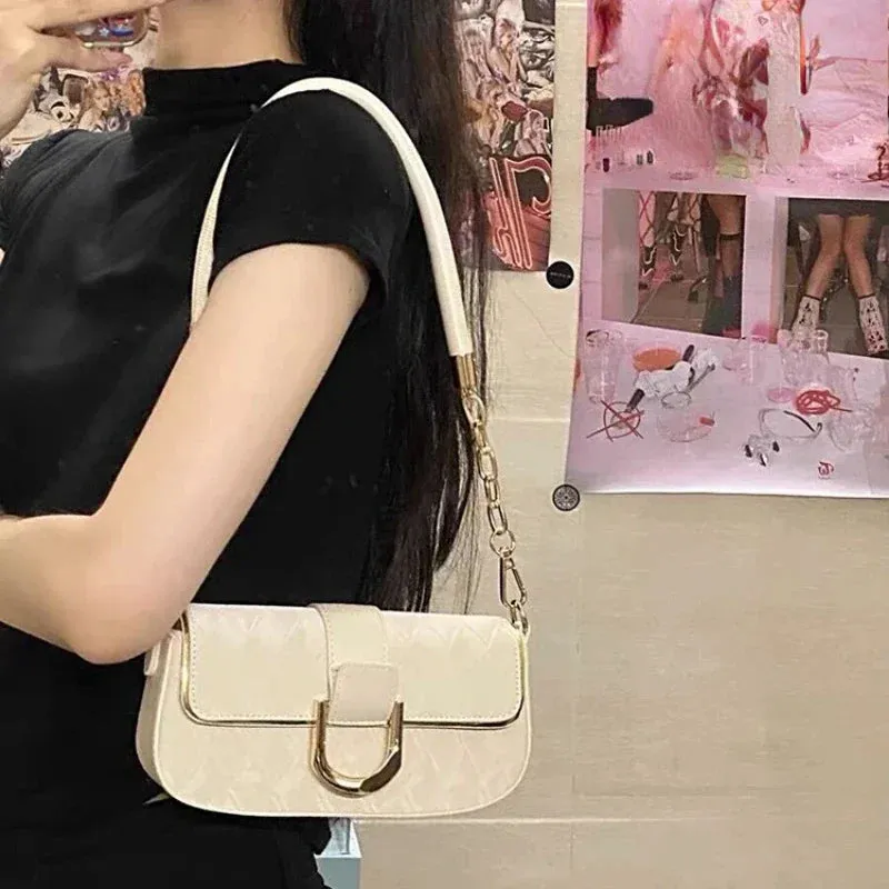 UAKISS  - Fashion Chic Y2k Aesthetic Shoulder Bags Luxury Design All Match Office Lady Underarm Bag Elegant Women Sweet Handbags Crossbody