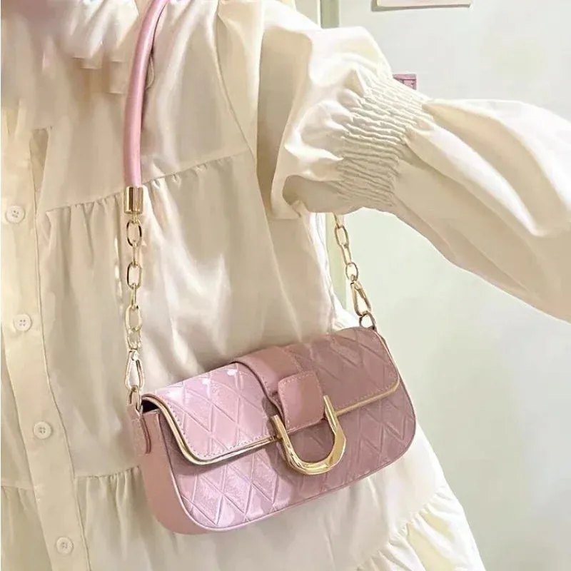 UAKISS  - Fashion Chic Y2k Aesthetic Shoulder Bags Luxury Design All Match Office Lady Underarm Bag Elegant Women Sweet Handbags Crossbody