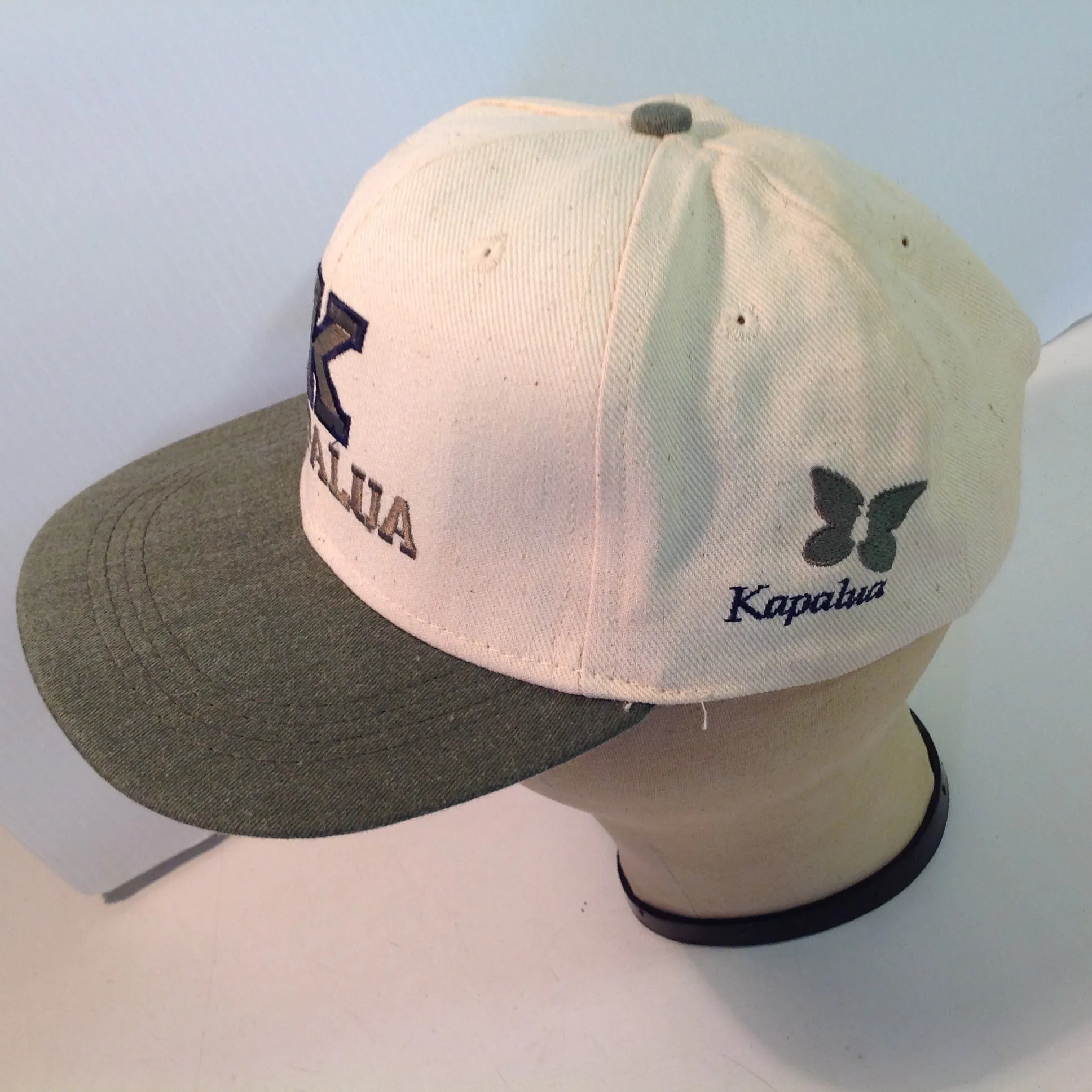 Vintage Imperial Headwear Kapalua Plantation Golf Course Hawaii Souvenir Cream and Olive Green Baseball Cap