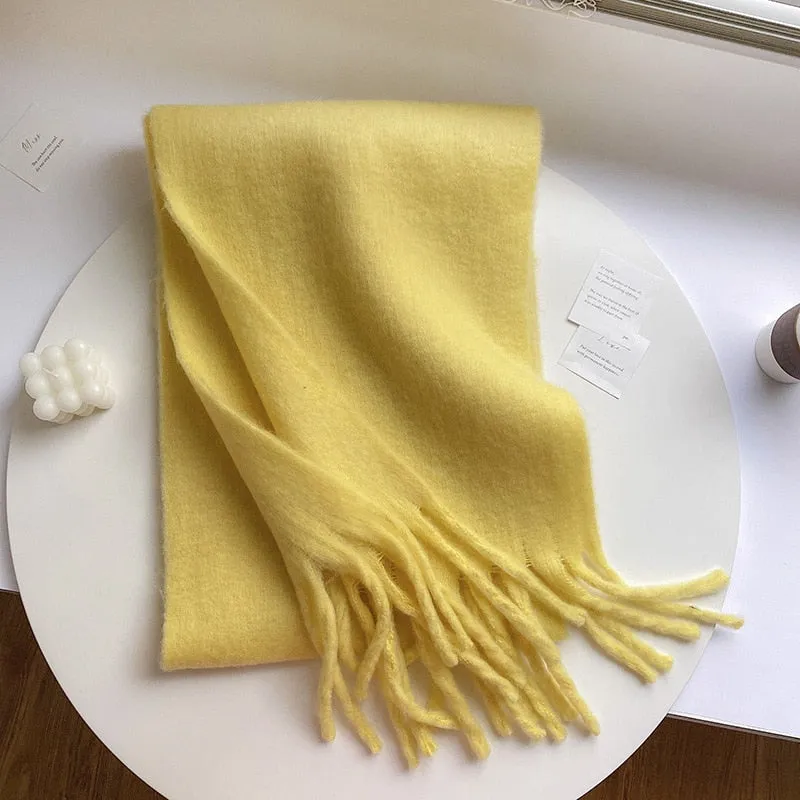Wholesale Price Luxury Cashmere Blended Bright Colorful Women Blanket Scarf Winter