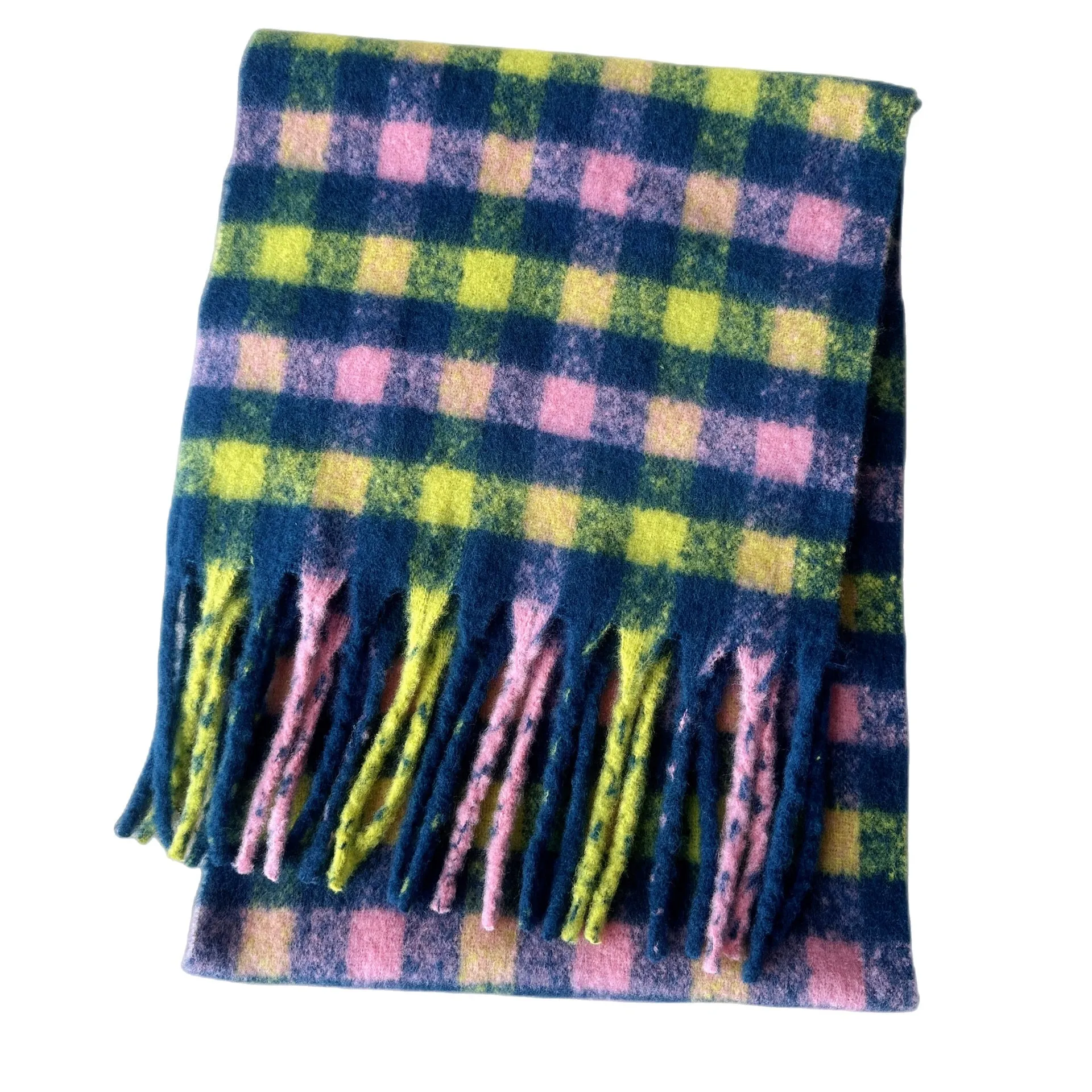 Wholesale Price Luxury Cashmere Blended Bright Colorful Women Blanket Scarf Winter